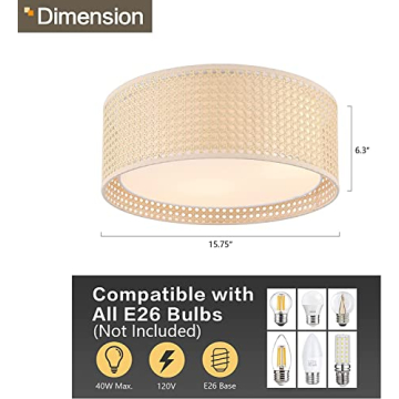 WINGBO 15.7 Modern Flush Mount Ceiling Light Fixture