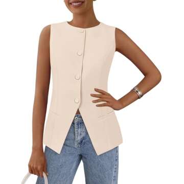 PRETTYGARDEN Women's Summer Suit Vest Tops 2025 Dressy Business Casual Sleeveless Button Down Trendy Fashion Blazer Waistcoat (Apricot,Small)