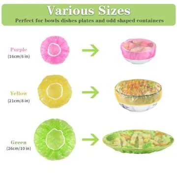 60 Pcs Bowl Covers for Bread Proofing, Plastic Shower Caps for Sourdough Bread, Food Covers Elastic Reusable Stretch, Food Wrap 3 Size, Fresh Keeping Bags（6/8/10inch）
