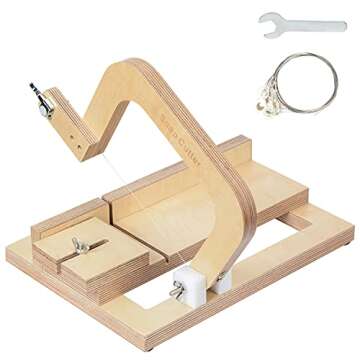 Evinis Wooden Soap Cutter Adjustable Wire Slicer Cutting Tool for Handmade Soap Making Candles Trimm...