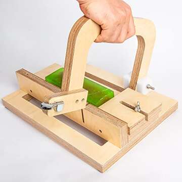 Evinis Wooden Soap Cutter Adjustable Wire Slicer Cutting Tool for Handmade Soap Making Candles Trimming Cheese DIY Cutting Making Tool (Style1) (Z-01)