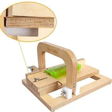 Evinis Wooden Soap Cutter Adjustable Wire Slicer Cutting Tool for Handmade Soap Making Candles Trimming Cheese DIY Cutting Making Tool (Style1) (Z-01)
