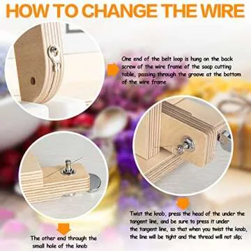 Evinis Wooden Soap Cutter Adjustable Wire Slicer Cutting Tool for Handmade Soap Making Candles Trimming Cheese DIY Cutting Making Tool (Style1) (Z-01)