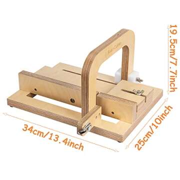 Evinis Wooden Soap Cutter Adjustable Wire Slicer Cutting Tool for Handmade Soap Making Candles Trimming Cheese DIY Cutting Making Tool (Style1) (Z-01)