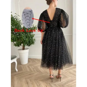 Sparkle Starry Tea Length Dress for Elegant Occasions