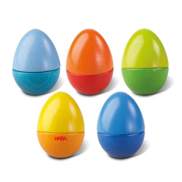 HABA Fun with Sounds Wooden Eggs - 5 Acoustic Sounds, Made in Germany, Kids Musical Instruments, Tod...