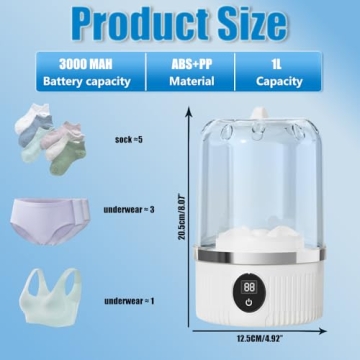 2025 New Portable Ultrasonic Mini Washing Machine – Rechargeable Travel Laundry Solution for Under...