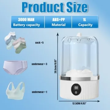 2025 New Portable Ultrasonic Mini Washing Machine – Rechargeable Travel Laundry Solution for Under...