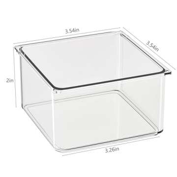 Hudgan 24 PCS Clear Plastic Drawer Organizer Set Stackable Square Vanity Organizers and storage for Makeup, Bathroom, Office Desk