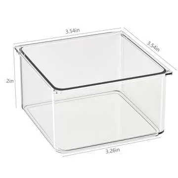 Hudgan 24 PCS Clear Plastic Drawer Organizer Set Stackable Square Vanity Organizers and storage for Makeup, Bathroom, Office Desk