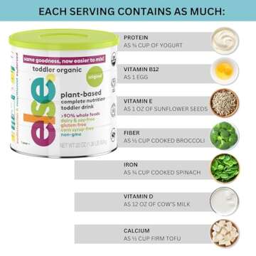 Else Nutrition Toddler Formula 12-36 mo., Plant Based Toddler Nutritional Drink - Soy & Dairy Free, Lactose Free - Complete Baby Formula (12-36 mo.), Protein Powder w/ 20+ Vitamins (22oz, 2-Pack)