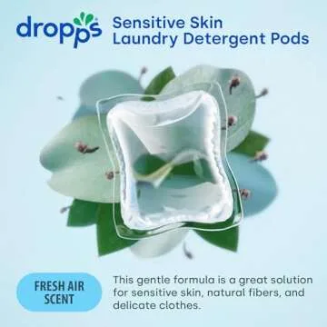 Dropps Sensitive Skin Laundry Detergent Pods, Crisp Breeze (160 Pods) - Dermatologist Tested Laundry Pods - HE Compatible Laundry Supplies for Clean Clothes, Vegan & Dye-Free