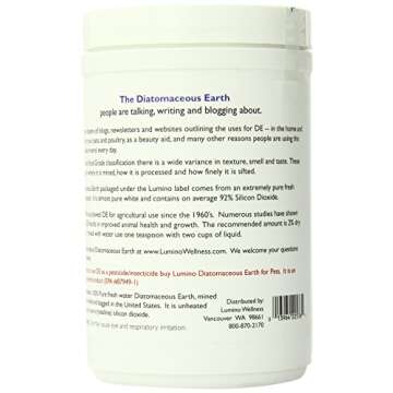 Lumino Home Diatomaceous Earth Fresh Water, Food Grade Pure, 9 Ounce