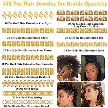 Lucomb 220 Pcs Gold Hair Jewelry for Stylish Braids