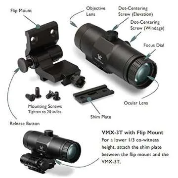Vortex Optics VMX-3T Magnifier & Flip Mount with Hat