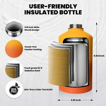 RAYMYLO 64 oz Insulated Water Bottle - Ultimate Hydration