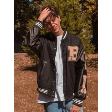 Aelfric Eden Varsity Jacket Stylish Black Letterman