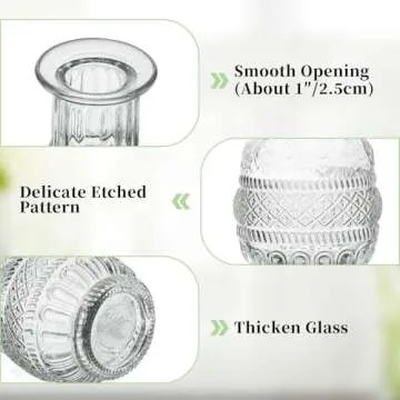 Glasseam Vintage Small Bud Vases Set for Home Decor