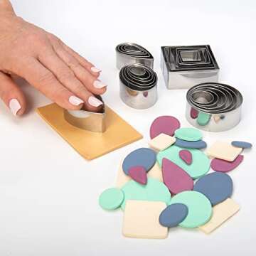 Sculpey Tools Stainless Steel 6 piece Square Cutter Set. Nested, graduated sizes, Great for use in a...