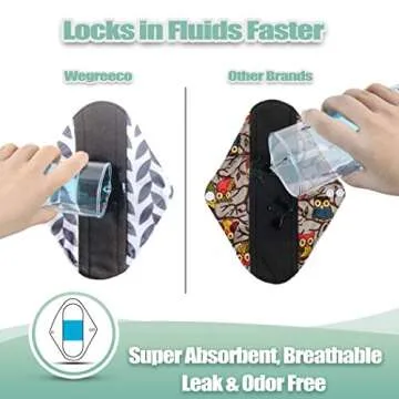 wegreeco Reusable Menstrual Pads - Reusable Sanitary Pads | Reusable Panty Liners | Soft Cloth Menstrual Pads - 6 Pack with 1 Cloth Mini Wet Bag (Medium, Luxury)