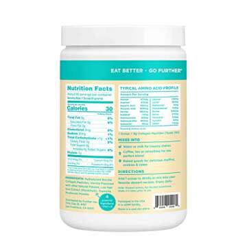 Further Food Collagen Peptides Powder Vanilla Flavored Keto Grass-Fed Collagen Type 1 & 3, Joint Sup...