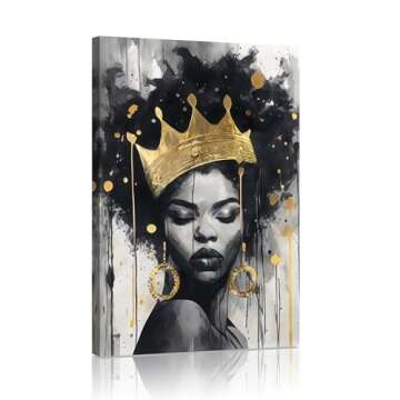 Native African American Wall Art: Inspirational Yellow Black Girl Canvas Wall Art, African American ...