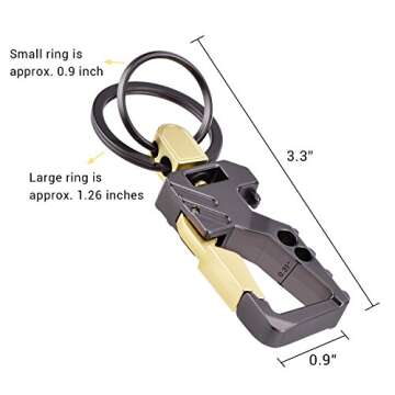 2 Pack Car Key Chain Bottle Opener Keychain for Men and Women (Gun and Gold)