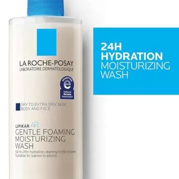 La Roche-Posay Lipikar AP+ Gentle Foaming Moisturizing Wash, Shea Butter + Niacinamide + Glycerin, Moisturizing Body Wash & Face Wash For Dry Skin, National Eczema Association Accepted, Soap Free