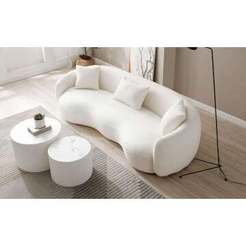 kevinplus White Round Nesting Coffee Table Set of 2 Modern Drum Side Table End Table for Living Room, Wood Circle Embossed Design Coffee Table Contemporary Living Room Table Set, Matte White