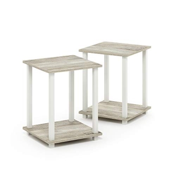 Stylish Furinno Set of 2 Sonoma Oak/White End Tables
