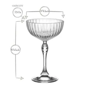 Bormioli Rocco America '20s Cocktail Coupe Glass Set - 4 Elegant Glasses for Your Home Bar