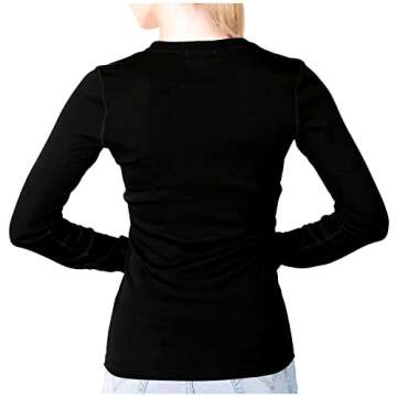 MERIWOOL Womens Base Layer 100% Merino Wool Midweight Long Sleeve Thermal Shirt Black