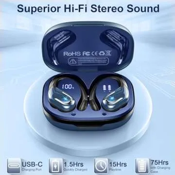 Enjoy Superior Sound with Wireless Sport Earbuds 75Hrs