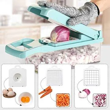 Cambom Vegetable Chopper with 8 Interchangeable Blades