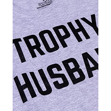 Trophy Husband T-shirt Funny Gift for Him Grey Size L