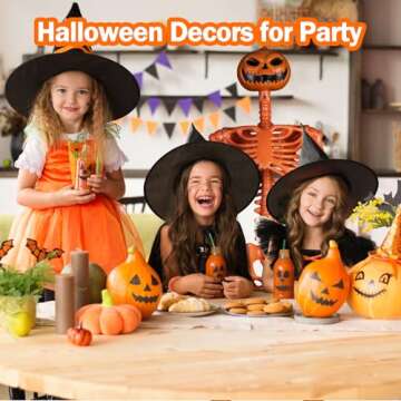 36" Posable Pumpkin Skeleton for Halloween Decor