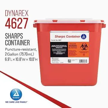 Dynarex Sharps Container, Provides a Safe Disposal of Medical Waste and Needles, Non-Sterile & Latex...
