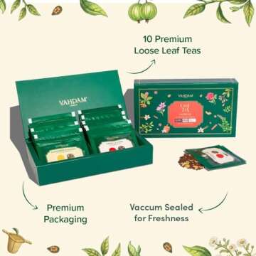 VAHDAM, Assorted Chai Tea Loose Leaf Tea Gift Set (10 Flavors) Valentines Day 2025 Gift Ideas for Women & Men | Indian Exotic Chai Tea Blends | Resealable Ziplock Pouch