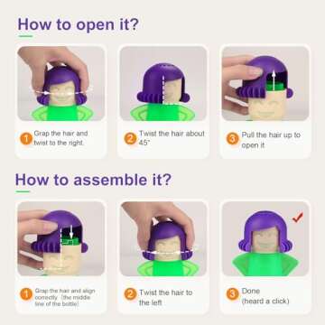 Asltw Happy Mama Microwave Cleaner, Smile Mama Microwave Steam Cleaner, Just Add Vinegar and Water, Easily Cleans the Crud in Minutes (Green-1)