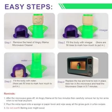 Asltw Happy Mama Microwave Cleaner, Smile Mama Microwave Steam Cleaner, Just Add Vinegar and Water, Easily Cleans the Crud in Minutes (Green-1)