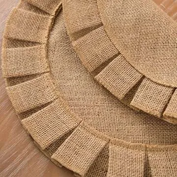 Round Rustic Burlap Placemats Set of 4 15inch