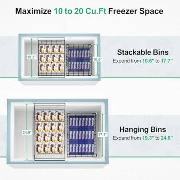 iSPECLE Freezer Organizer Bins - 3 Pack with Basket