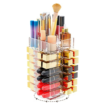 lexvss Lipstick Holder Organizer, 53 Slots Lip Gloss Storage Organizer, Rotating Cosmetic Lipsticks ...