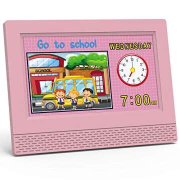 Kids Digital Alarm Clock - Colorful 7" LED Display for Learning Time