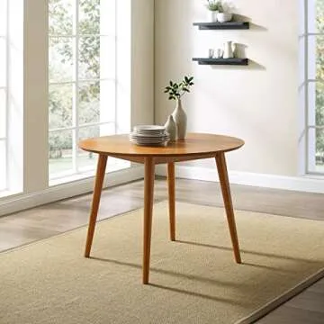 Crosley Furniture Landon Mid-Century Modern Round Wood Dining Table, Acorn
