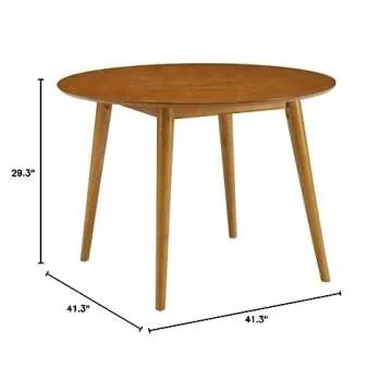 Crosley Furniture Landon Mid-Century Modern Round Wood Dining Table, Acorn