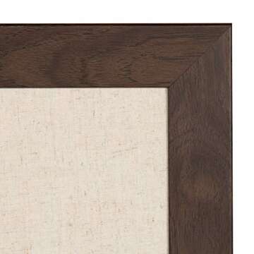 DesignOvation Beatrice Framed Linen Fabric Pinboard, 18x27, Walnut Brown