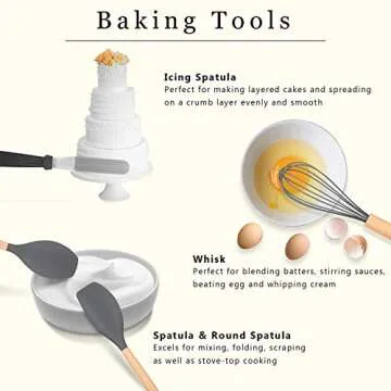 Kitchen Utensil Set,30 Pcs Silicone Cooking Utensils with Wooden Handles,Nonstick Cookware Utensils Kitchen Gadgets Set,Complete Kitchen Tools with Holder,Apartment Essentials Best Gifts