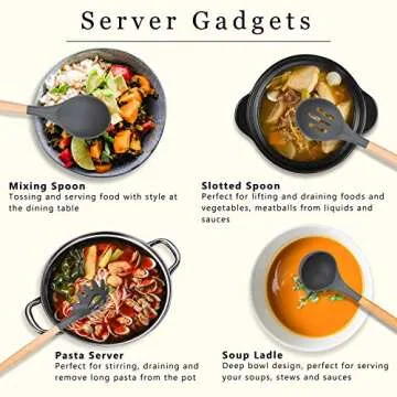 Kitchen Utensil Set,30 Pcs Silicone Cooking Utensils with Wooden Handles,Nonstick Cookware Utensils Kitchen Gadgets Set,Complete Kitchen Tools with Holder,Apartment Essentials Best Gifts