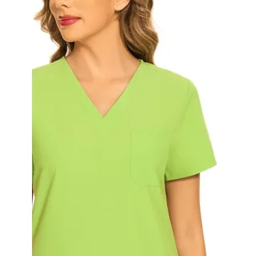 COZYFIT Women's Stretch V-Neck Scrubs Set with Pockets